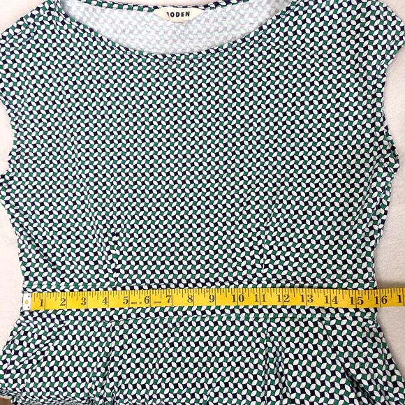 Boden FLORRIE FLORAL JERSEY DRESS Size 12L  MEADOW GREEN ABSTRACT DIAMOND - Picture 8 of 12